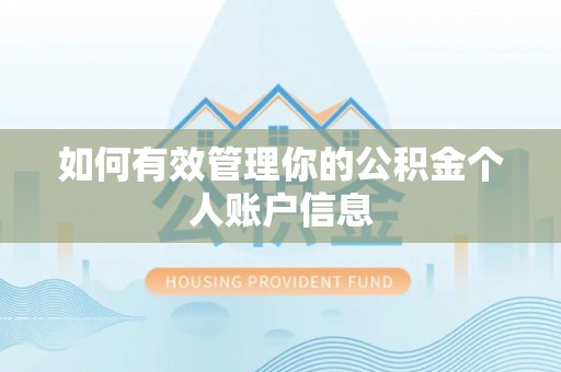 梓官如何有效管理你的公积金个人账户信息